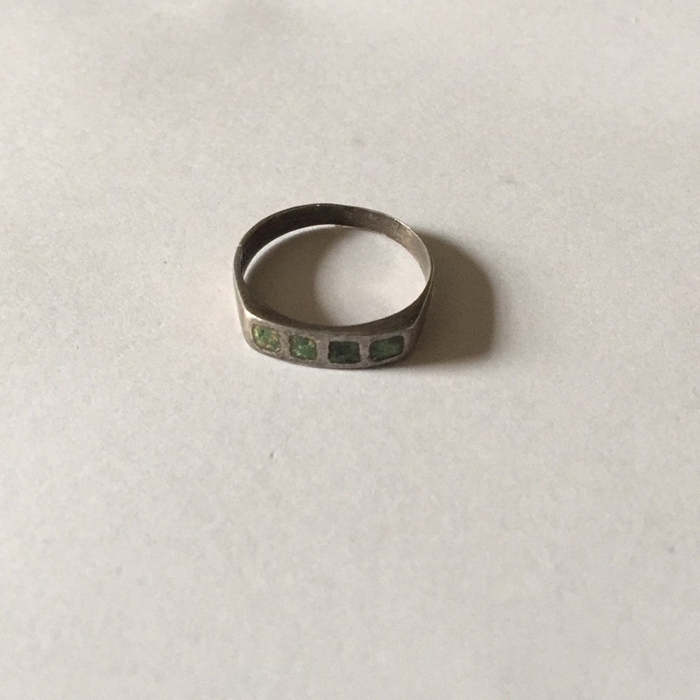 Vintage 925 inlay green turquoise ring